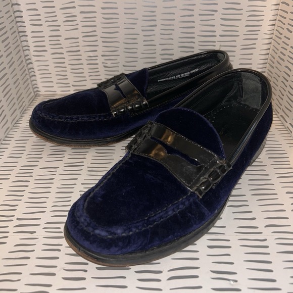 GH‎ BASS WEEJUNS LARSON Men 9 D Blue Velvet Slip On Penny Loafer Shoes - Picture 1 of 7